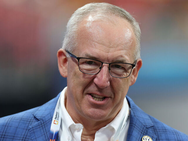 ATLANTA, GEORGIA - AUGUST 30: SEC Commissioner Greg Sankey looks on prior to the 2025 Aflac Kickoff Game between the Syracuse Orange and the Tennessee Volunteers at Mercedes-Benz Stadium on August 30, 2025 in Atlanta, Georgia.