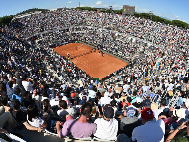 ROME, ITALY - MAY 11: A general view of play during the Men's Singles Round of 32 match between Jannik Sinner of Italy and Alexei Popyrin of Australia on Day Seven of the Internazionali BNL D'Italia 2026 at Foro Italico on May 11, 2026 in Rome, Italy.