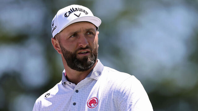 NEWTOWN, PENNSYLVANIA - MAY 12: Jon Rahm of Spain looks on from the seventh tee during a practice round prior to the PGA Championship at Aronimink Golf Club on May 12, 2026 in Newtown, Pennsylvania.