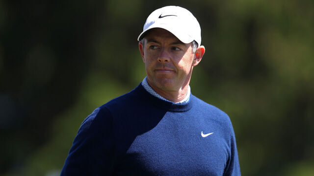 NEWTOWN, PENNSYLVANIA - MAY 12: Rory McIlroy of Northern Ireland looks on during a practice round prior to the PGA Championship at Aronimink Golf Club on May 12, 2026 in Newtown, Pennsylvania.