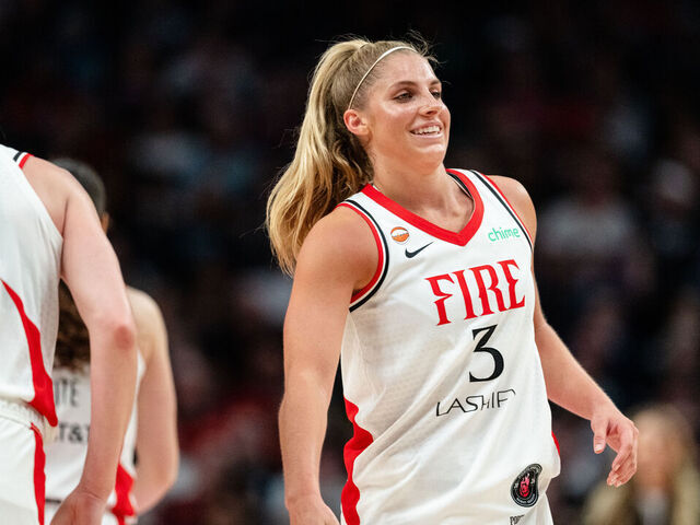 PORTLAND, OREGON - MAY 12: Guard Sarah Ashlee Barker #3 of the Portland Fire reacts after a basket during the second half against the New York Liberty at Moda Center on May 12, 2026 in Portland, Oregon.