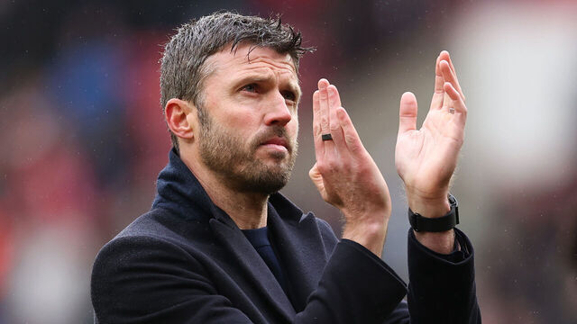 SUNDERLAND, ENGLAND - MAY 09: Michael Carrick, Manager of Manchester United, acknowledges the fans following the Premier League match between Sunderland and Manchester United at Stadium of Light on May 09, 2026 in Sunderland, England.