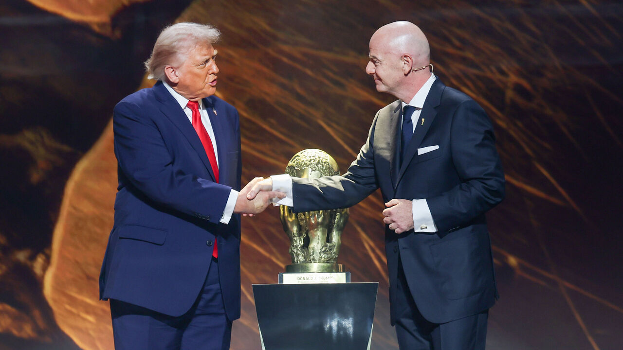 WASHINGTON, DC - DECEMBER 5: FIFA President Gianni Infantino and U.S. President Donald Trump during the FIFA World Cup 2026 official draw at John F. Kennedy Center for the Performing Arts on December 5, 2025 in Washington, DC.
