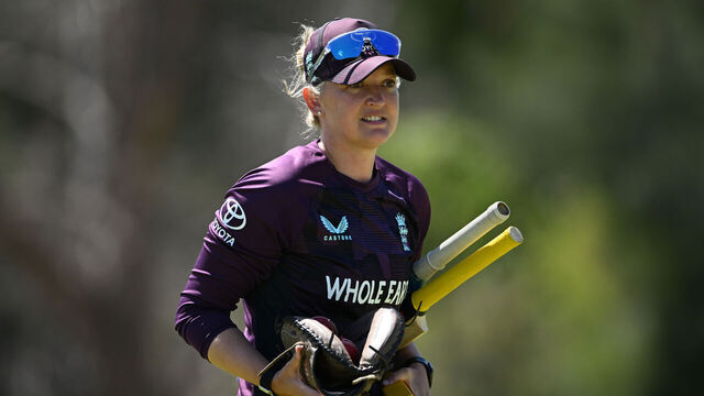 PERTH, AUSTRALIA - NOVEMBER 14: England Lions coach Sarah Taylor ahead of the practice match between England and the Lions at Lilac Hill on November 14, 2025 in Perth, Australia.