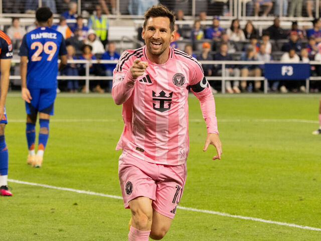 CINCINNATI, OH - MAY 13: Inter Miami CF Forward Lionel Messi (10) celebrates after a goal in the second half during the MLS match between FC Cincinnati and Inter Miami CF on May 13th, 2026 at TQL Stadium in Cincinnati, OH