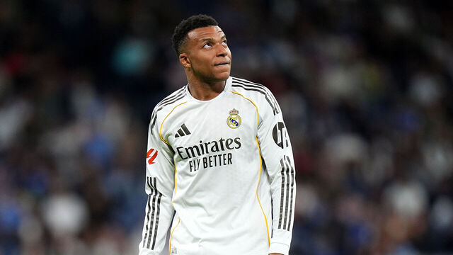 MADRID, SPAIN - MAY 14: Kylian Mbappe of Real Madrid looks on during the LaLiga EA Sports match between Real Madrid CF and Real Oviedo at Estadio Santiago Bernabeu on May 14, 2026 in Madrid, Spain.