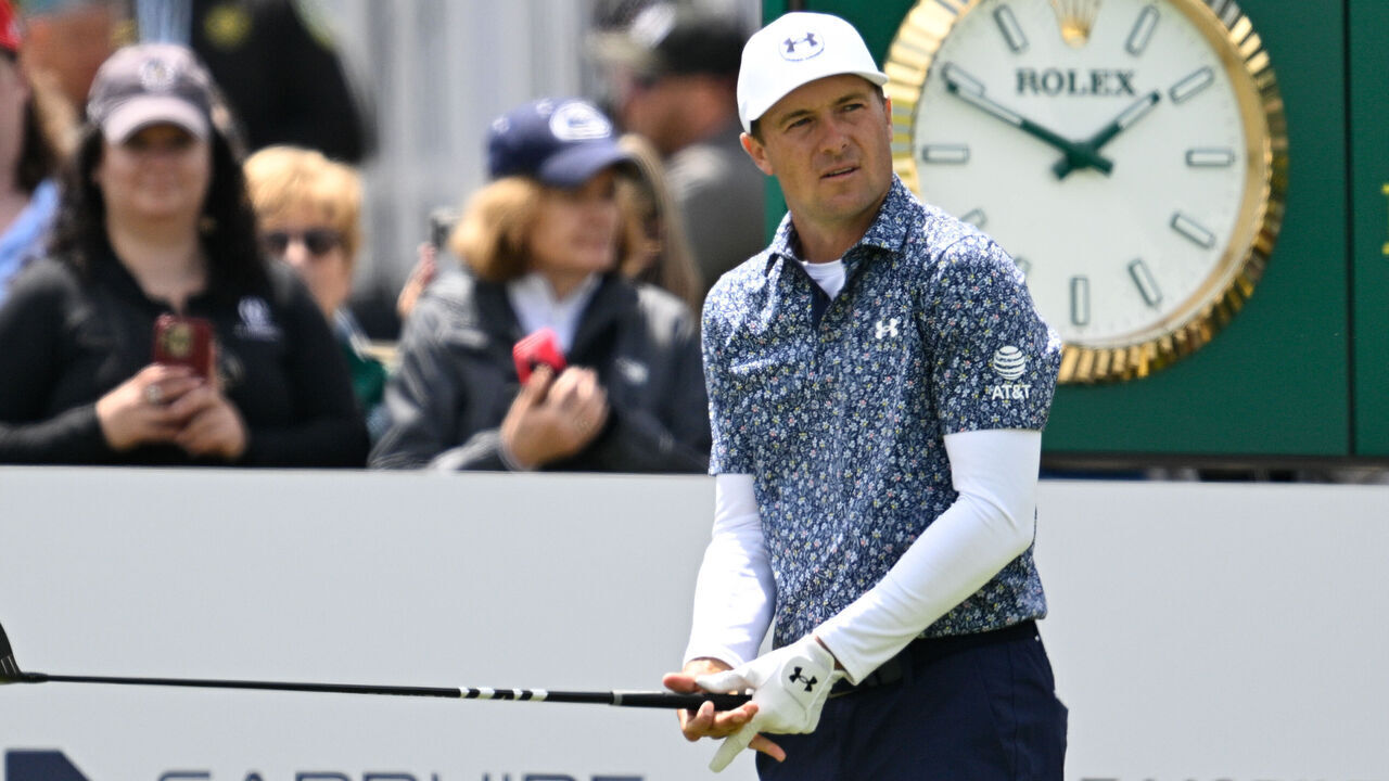 NEWTON SQUARE, PA - MAY 14: Jordan Spieth of United States of America looks on during round one of the 2026 PGA Championship on May 14th, 2026 at Aronimink Golf Club in Newtown Square, PA.