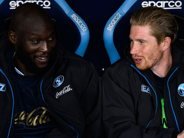 Romelu Lukaku and Kevin De Bruyne of SSC Napoli sitting on the bench during the Serie A 2025/2026 football match between SSC Napoli and US Lecce at Diego Armando Maradona stadium. Naples (Italy), March 14th, 2026