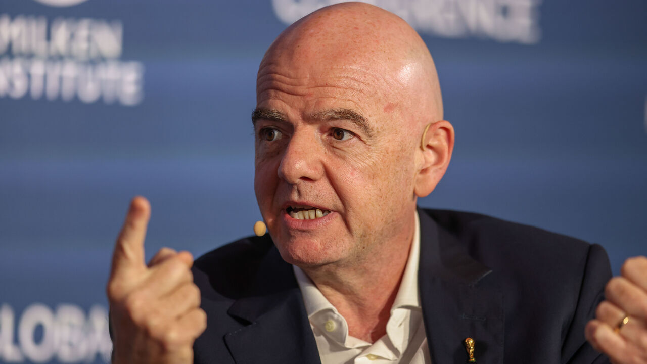 LOS ANGELES, CALIFORNIA - MAY 5: FIFA President Gianni Infantino during Milken Institute Global Conference: A conversation with FIFA President Gianni Infantino on May 5, 2026 in Los Angeles, California.