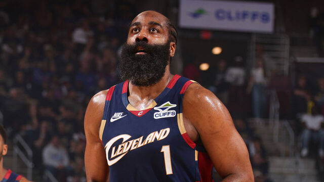 CLEVELAND, OH - MAY 15: James Harden #1 of the Cleveland Cavaliers shoots a free throw during the game against the Detroit Pistons during Round Two Game Six of the 2026 NBA Playoffs on May 15, 2026 at Rocket Arena in Cleveland, Ohio. NOTE TO USER: User expressly acknowledges and agrees that, by downloading and/or using this Photograph, user is consenting to the terms and conditions of the Getty Images License Agreement. Mandatory Copyright Notice: Copyright 2026 NBAE