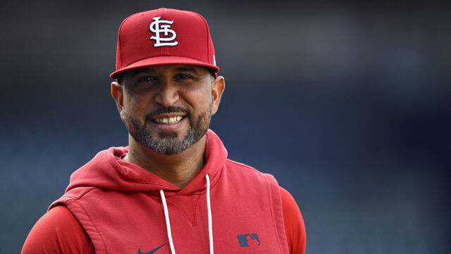 SAN DIEGO, CALIFORNIA - MAY 08: Manager Oliver Marmol #37 of the St. Louis Cardinals looks on before the game against the San Diego Padres at Petco Park on May 08, 2026 in San Diego, California.