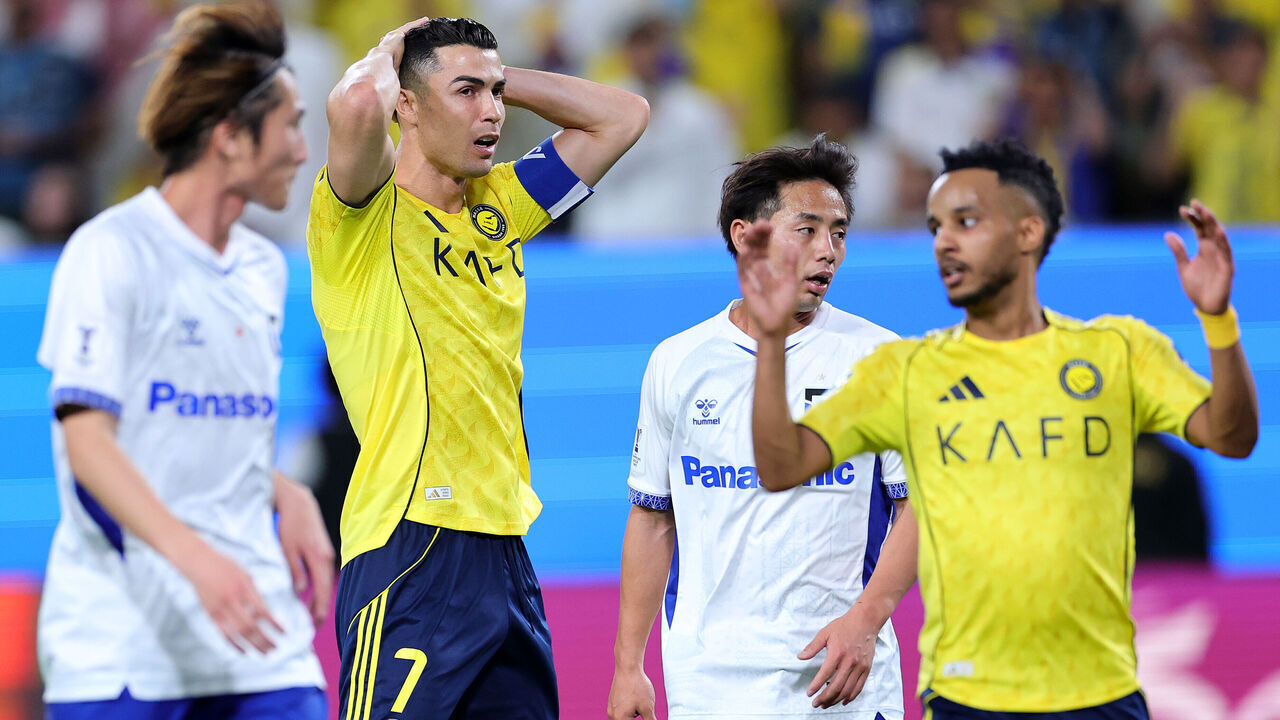 RIYADH, SAUDI ARABIA - MAY 16: Cristiano Ronaldo of Al Nassr reacts during the AFC Champions League 2 Final between Al Nassr and Gamba Osaka at King Saud University Stadium on May 16, 2026 in Riyadh, Saudi Arabia.