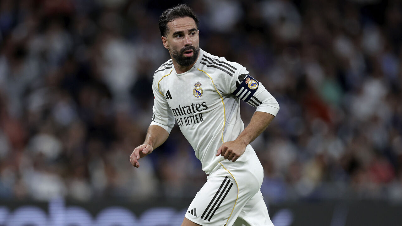 MADRID, SPAIN - MAY 14: Daniel Carvajal of Real Madrid during the LaLiga EA Sports match between Real Madrid v Real Oviedo at the Estadio Santiago Bernabeu on May 14, 2026 in Madrid Spain