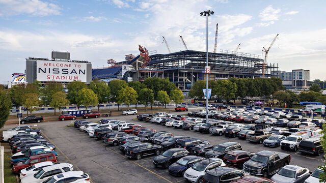 NASHVILLE, TENNESSEE - SEPTEMBER 14: Exterior of the new Nissan Stadium with dome being built next to the old stadium before the NFL 2025 game between Los Angeles Rams and Tennessee Titans at Nissan Stadium on September 14, 2025 in Nashville, Tennessee. The Rams defeated the Titans 33-19.