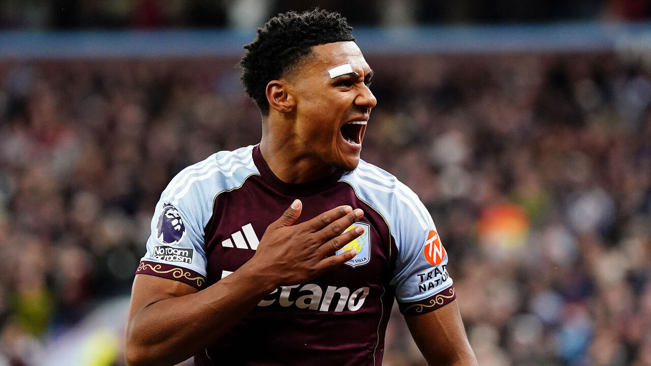 Aston Villa's Ollie Watkins celebrates scoring their side's second goal during the Premier League match at Villa Park, Birmingham. Picture date: Friday May 15, 2026.