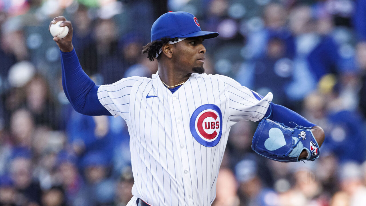 CHICAGO, ILLINOIS - MAY 20: Edward Cabrera #30 of the Chicago Cubs delivers a pitch in the first inning of the game between the Milwaukee Brewers and the Chicago Cubs at Wrigley Field on May 20, 2026 in Chicago, Illinois.