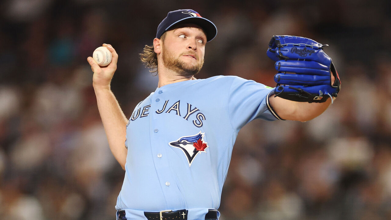 NEW YORK, NEW YORK - MAY 20: Trey Yesavage #39 of the Toronto Blue Jays pitches during the first inning against the New York Yankees at Yankee Stadium on May 20, 2026 in the Bronx borough of New York City.