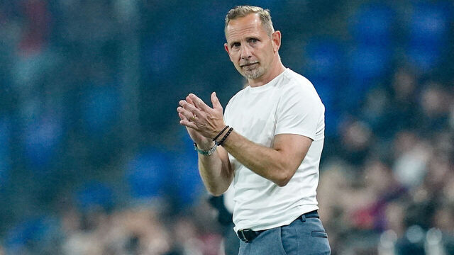 BASEL, SWITZERLAND - MAY 02: Headcoach Mauro Lustrinelli of FC Thun gestures during the Swiss Super League match between FC Basel 1893 and FC Thun at St. Jakob-Park on May 02, 2026 in Basel, Switzerland.