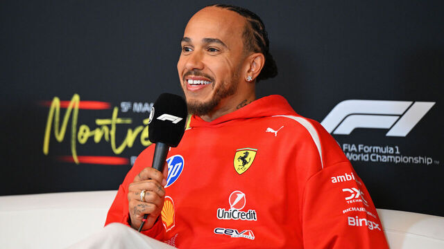 MONTREAL, QUEBEC - MAY 21: Lewis Hamilton of Great Britain and Scuderia Ferrari speaks in the Drivers Press Conference during previews ahead of the F1 Grand Prix of Canada at Circuit Gilles-Villeneuve on May 21, 2026 in Montreal, Quebec.