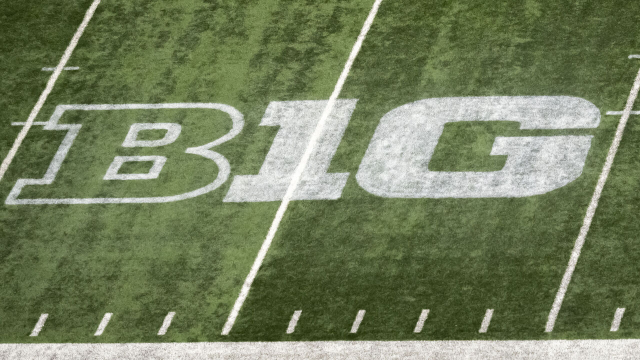 DETROIT, MI - DECEMBER 26: A general view of the Big Ten Conference logo before the GameAbove Sports Bowl between the Central Michigan Chippewas and the Northwestern Wildcats on December 26, 2025, at Ford Field in Detroit, Michigan.