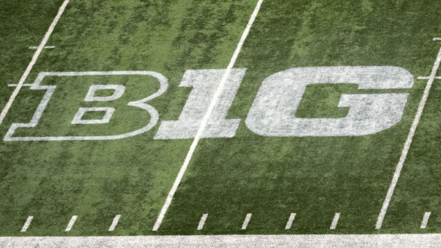 DETROIT, MI - DECEMBER 26: A general view of the Big Ten Conference logo before the GameAbove Sports Bowl between the Central Michigan Chippewas and the Northwestern Wildcats on December 26, 2025, at Ford Field in Detroit, Michigan.