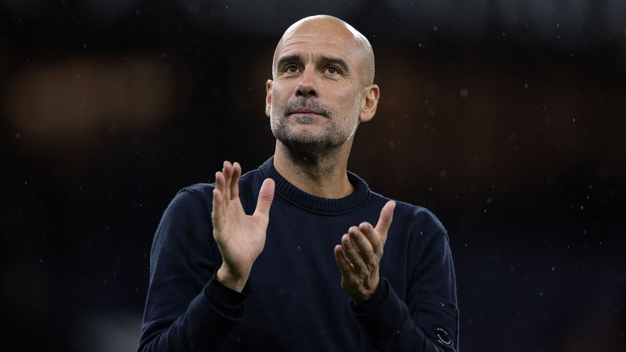 MANCHESTER, ENGLAND - DECEMBER 6: Manchester City manager Pep Guardiola during the Premier League match between Manchester City and Sunderland at Etihad Stadium on December 6, 2025 in Manchester, England.