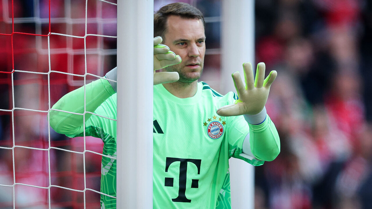 MUNICH, GERMANY - MAY 16: Manuel Neuer of Bayern Muenchen reacts during the Bundesliga match between FC Bayern München and 1. FC Köln at Allianz Arena on May 16, 2026 in Munich, Germany.