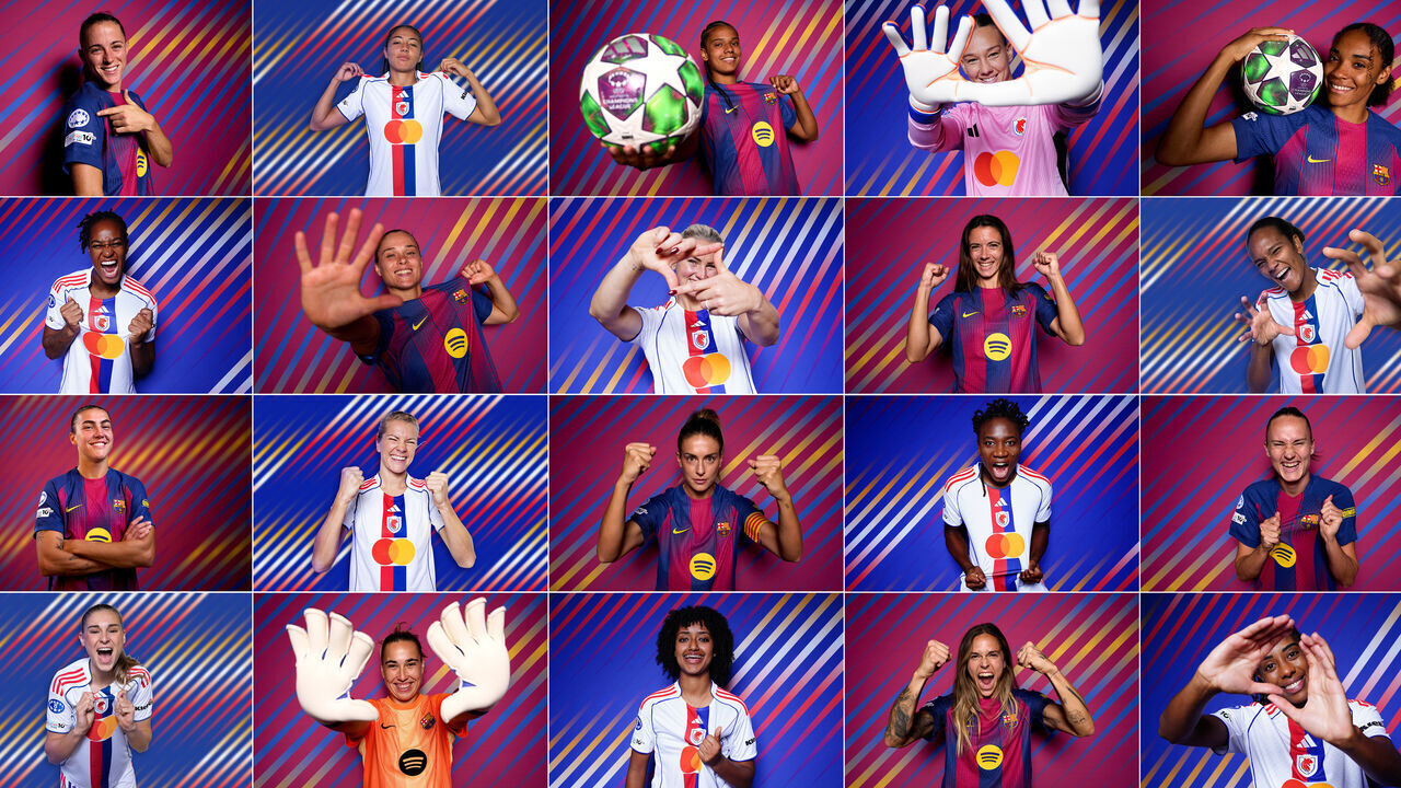 OSLO,NORWAY - MAY 20: In this composite photo released on May 21,2026 of official UEFA Women's Champions League Final portraits of the Barcelona and OL Lyonnes squads are used to preview the final between the two teams in Oslo,Norway. Barcelona and OL Lyonnes will play at Ullevaal Stadion in Oslo on May 23,2026 in the final.