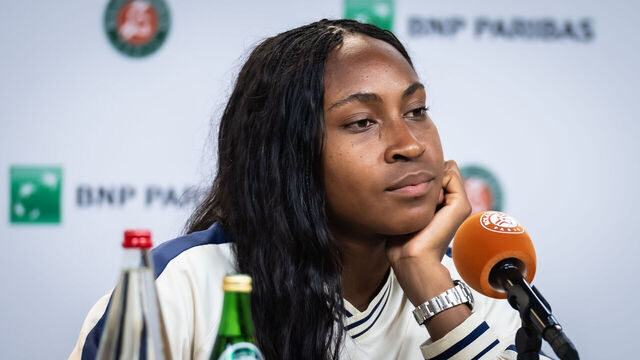PARIS, FRANCE - MAY 22: Coco Gauff of the United States talks to the press during Media Day prior to the 2026 French Open at Roland Garros on May 22, 2026 in Paris, France