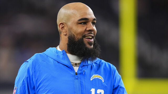 ARLINGTON, TX - DECEMBER 21: Keenan Allen #13 of the Los Angeles Chargers warms up prior to an NFL football game against the Dallas Cowboys at AT&T Stadium on December 21, 2025 in Arlington, Texas.