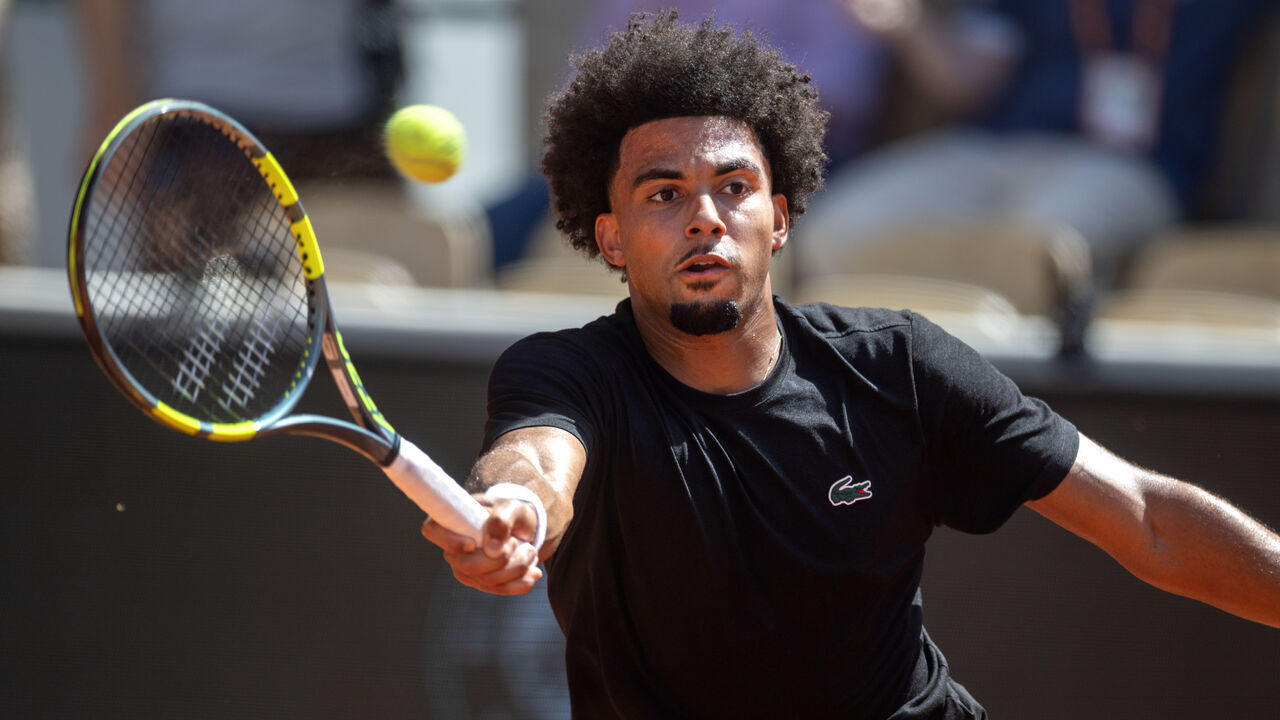 PARIS, FRANCE - MAY 23: Arthur Fils of France during practice on Court Philippe Chatrier in preparation for the 2026 French Open Tennis Tournament at Roland Garros on May 23rd, 2026, in Paris, France.