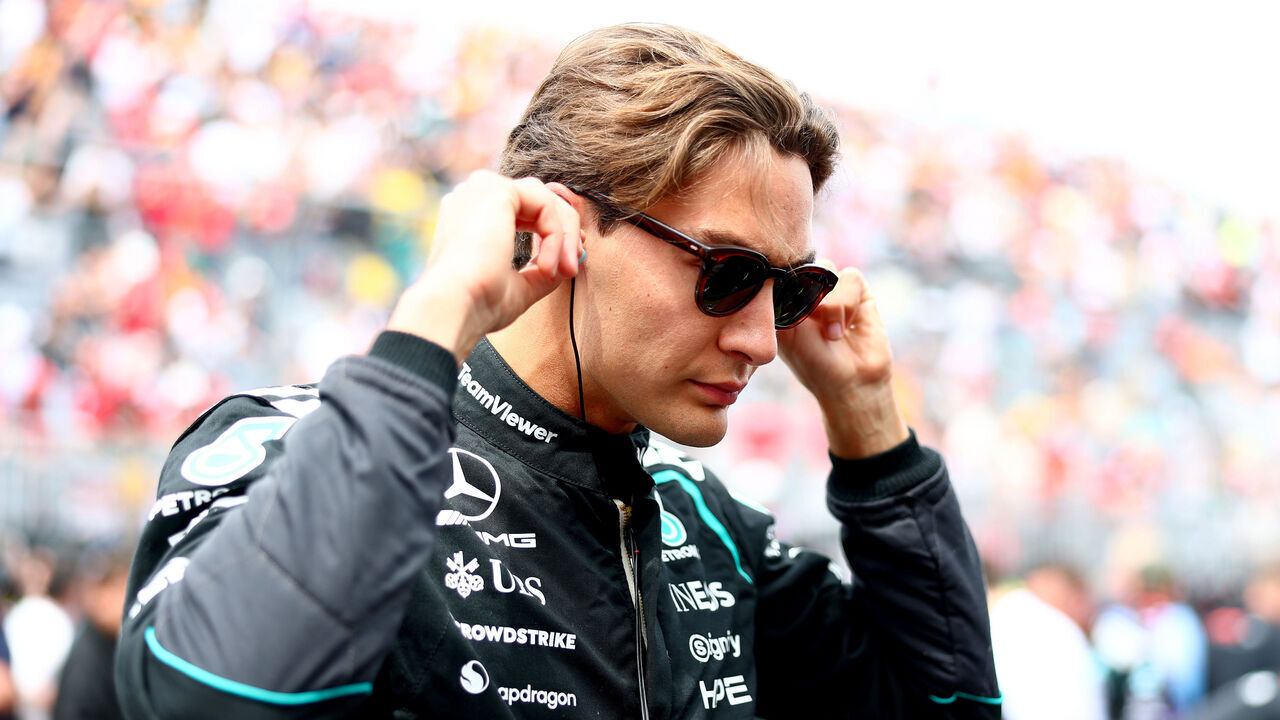 MONTREAL, QUEBEC - MAY 23: George Russell of Great Britain and Mercedes AMG Petronas F1 Team on the grid prior to the Sprint ahead of the F1 Grand Prix of Canada at Circuit Gilles-Villeneuve on May 23, 2026 in Montreal, Quebec.