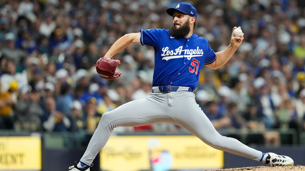 MILWAUKEE, WI - MAY 23: Alex Vesia #51 of the Los Angeles Dodgers pitches during the game between the Los Angeles Dodgers and the Milwaukee Brewers at American Family Field on Saturday, May 23, 2026 in Milwaukee, Wisconsin.