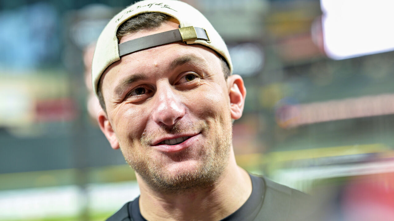 HOUSTON, TEXAS - FEBRUARY 13: Johnny Manziel attends the 2025 Cactus Jack Foundation HBCU Celebrity Softball Classic at Daikin Park on February 13, 2025 in Houston, Texas.