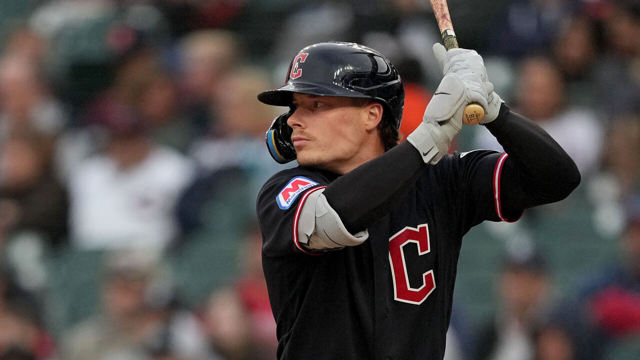 DETROIT, MI - MAY 20: Travis Bazzana #37 of the Cleveland Guardians bats during the game between the Cleveland Guardians and the Detroit Tigers at Comerica Park on Wednesday, May 20, 2026 in Detroit, Michigan.