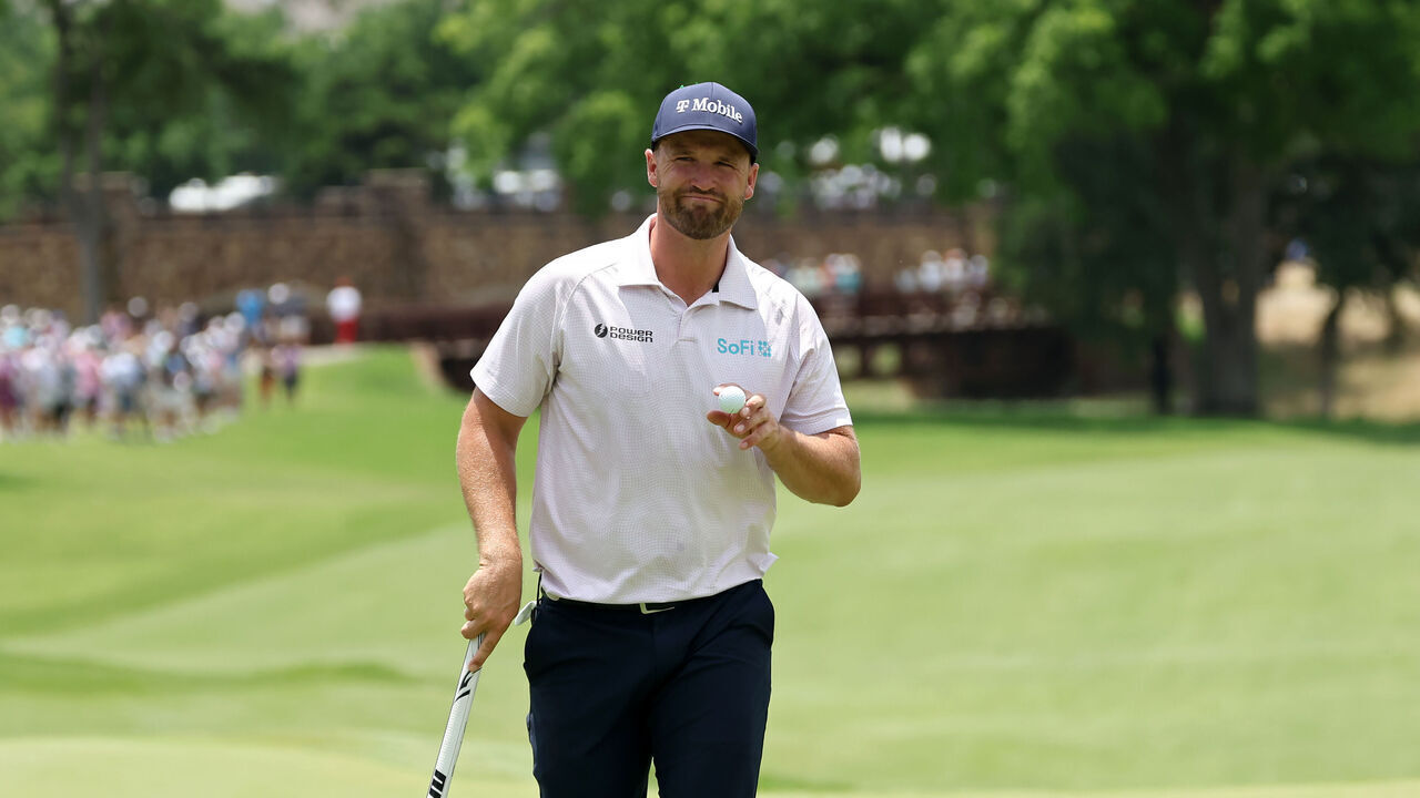 MCKINNEY, TEXAS - MAY 24: Wyndham Clark of the United States reacts after making birdie on the sixth green during the final round of THE CJ CUP Byron Nelson 2026 at TPC Craig Ranch on May 24, 2026 in McKinney, Texas.