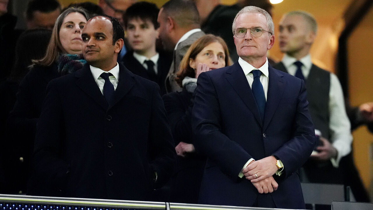Tottenham Hotspur Chief Executive Officer Vinai Venkatesham and Non-Executive Chairman Peter Charrington (right) during the UEFA Champions League match at the Tottenham Hotspur Stadium, London. Picture date: Tuesday January 20, 2026.