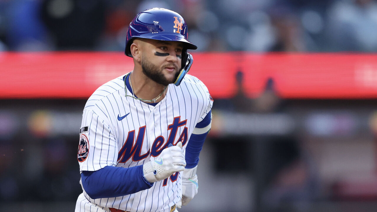 NEW YORK, NEW YORK - APRIL 26: Bo Bichette #19 of the New York Mets runs during the fifth inning of game two of a doubleheader against the Colorado Rockies at Citi Field on April 26, 2026 in the Queens borough of New York City.