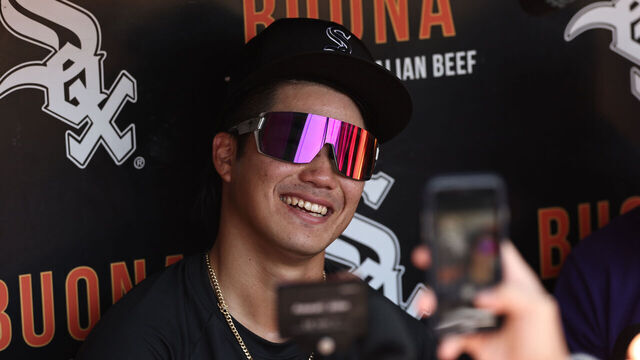 CHICAGO, ILLINOIS - MAY 25: Rikuu Nishida #51 of the Chicago White Sox speaks to media before a game against the Minnesota Twins at Rate Field on May 25, 2026 in Chicago, Illinois.