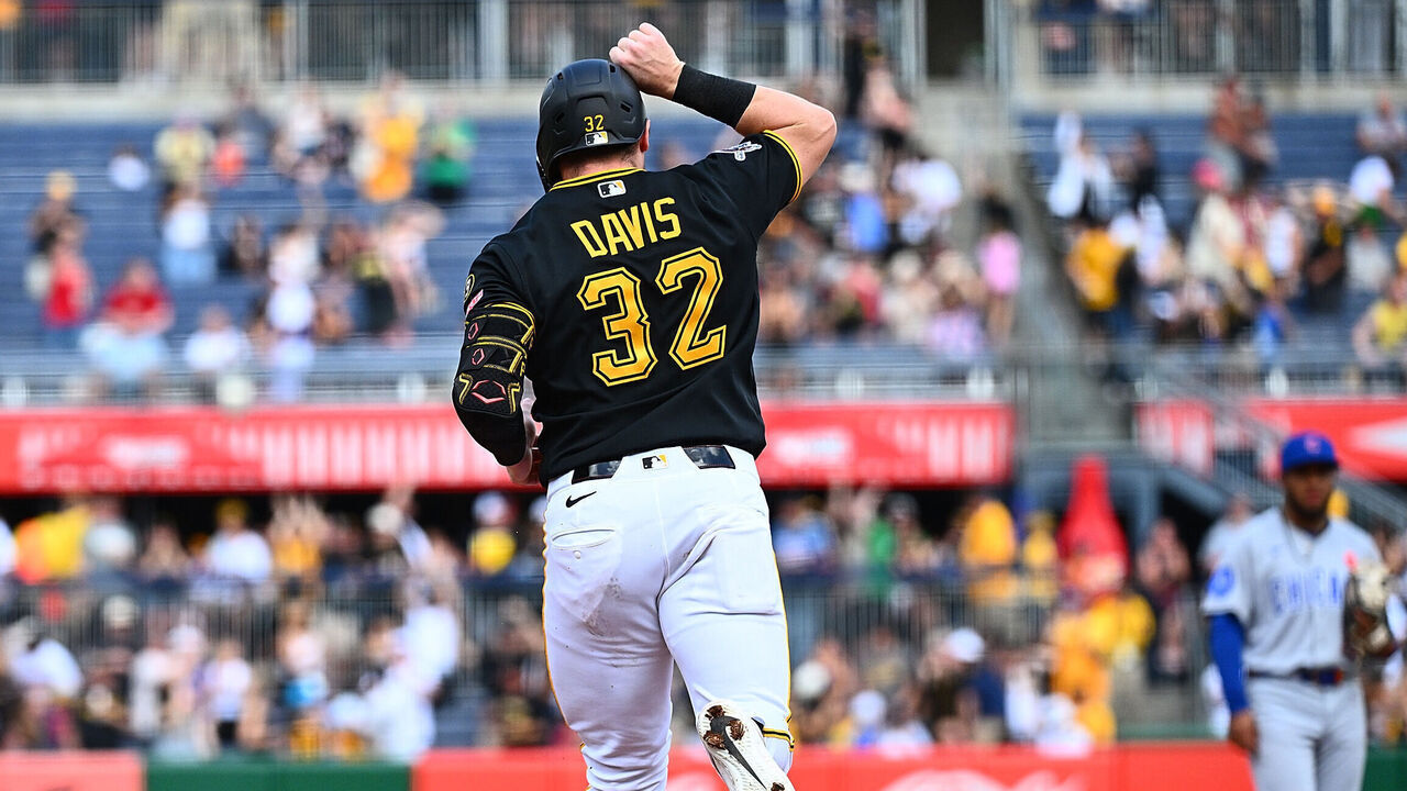 PITTSBURGH, PENNSYLVANIA - MAY 25: Henry Davis #32 of the Pittsburgh Pirates rounds the bases after hitting a home run in the seventh inning during the game against the Chicago Cubs at PNC Park on May 25, 2026 in Pittsburgh, Pennsylvania.