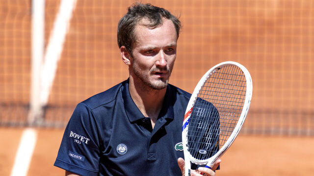 PARIS, FRANCE - MAY 26: Daniil Medvedev during his five-set loss to Adam Walton of Australia on Court Suzanne Lenglen in the first round of the singles competition at the 2026 French Open Tennis Tournament at Roland Garros on May 26th, 2026, in Paris, France.