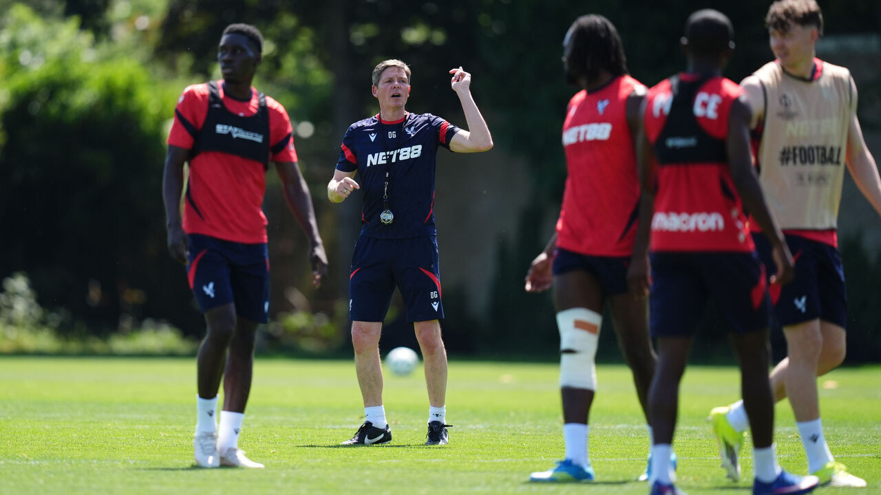 Crystal Palace manager Oliver Glasner during a training session at Crystal Palace Training Ground, London. Picture date: Tuesday May 26, 2026.