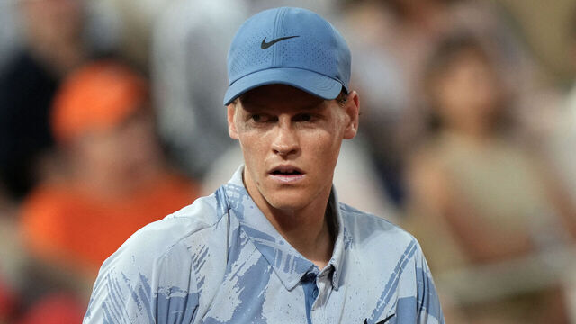 Italy's Jannik Sinner looks on as he plays against France's Clement Tabur during their men's singles match on day 3 of the French Open tennis tournament on Court Philippe-Chatrier at the Roland-Garros Complex in Paris on May 26, 2026.