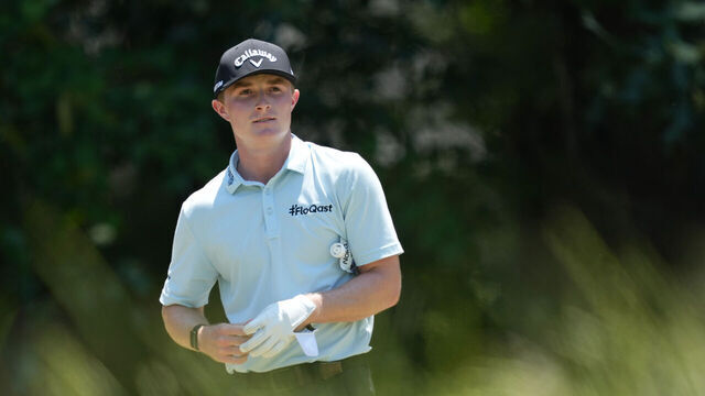 ELGIN, SOUTH CAROLINA - MAY 16: Blades Brown of the United States prepares to play a shot on the seventh tee during the third round of the Colonial Life Charity Classic 2026 at The Woodcreek Club on May 16, 2026 in Elgin, South Carolina.