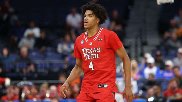 TAMPA, FLORIDA - MARCH 22: Christian Anderson #4 of the Texas Tech Red Raiders looks on against the Alabama Crimson Tide during the second half in the second round of the 2026 NCAA Men's Basketball Tournament at Benchmark International Arena on March 22, 2026 in Tampa, Florida.