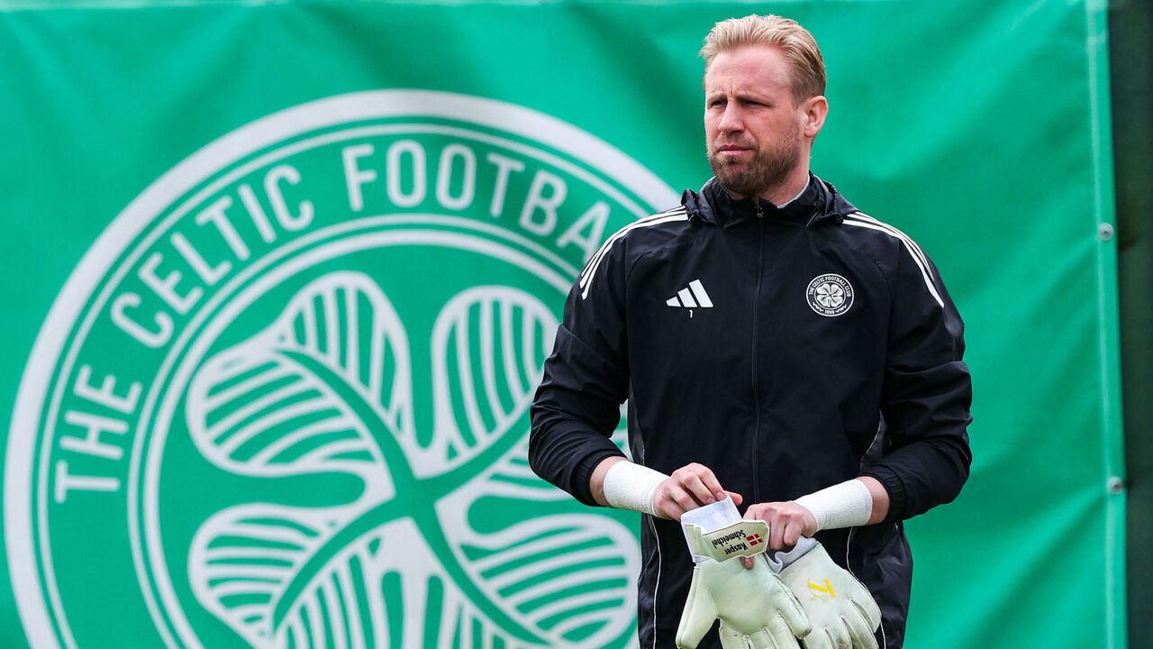 GLASGOW, SCOTLAND - FEBRUARY 28: Kasper Schmeichel during a Celtic training session at Lennoxtown Training Centre, on February 28, 2026, in Glasgow, Scotland.