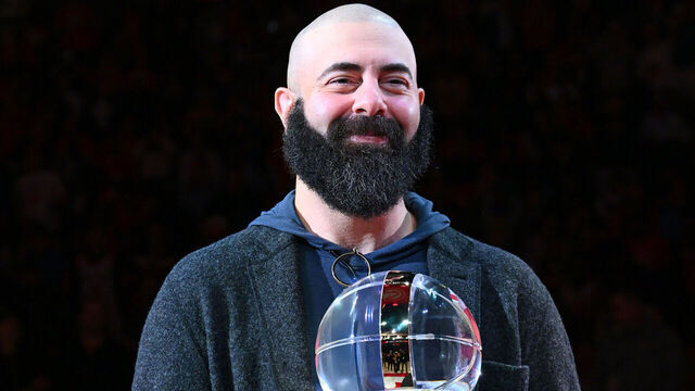 ATLANTA, GA - APRIL 23: Onsi Saleh holds the Earl Lloyd Trophy 2025-26 NBA Southeast Division Champions before the game between the New York Knicks and the Atlanta Hawks during Round One Game Three of the 2026 NBA Playoffs on April 23, 2026 at State Farm Arena in Atlanta, Georgia. NOTE TO USER: User expressly acknowledges and agrees that, by downloading and/or using this Photograph, user is consenting to the terms and conditions of the Getty Images License Agreement. Mandatory Copyright Notice: Copyright 2026 NBAE