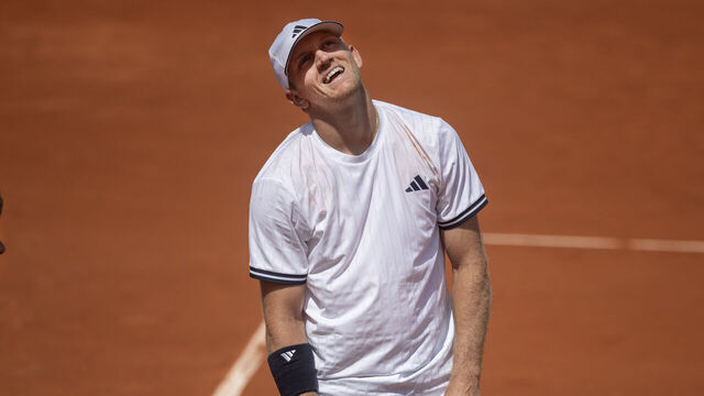 PARIS, FRANCE - MAY 24: Alejandro Davidovich Fokina of Spain reacts during his match against Damir Dzumhur of Bosnia and Herzegovina on Court Fourteen in the first round of the singles competition at the 2026 French Open Tennis Tournament at Roland Garros on May 24th, 2026, in Paris, France.