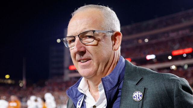 ATHENS, GEORGIA - NOVEMBER 15: Southeastern Conference commissioner Greg Sankey looks on before the game between the Georgia Bulldogs and the Texas Longhorns at Sanford Stadium on November 15, 2025 in Athens, Georgia.
