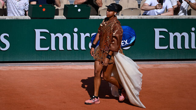 PARIS, FRANCE - MAY 28: Naomi Osaka of Japan walks in prior to the Women's Singles second round match against Donna Vekic of Croatia on Day Five of the 2026 French Open at Roland Garros on May 28, 2026 in Paris, France.